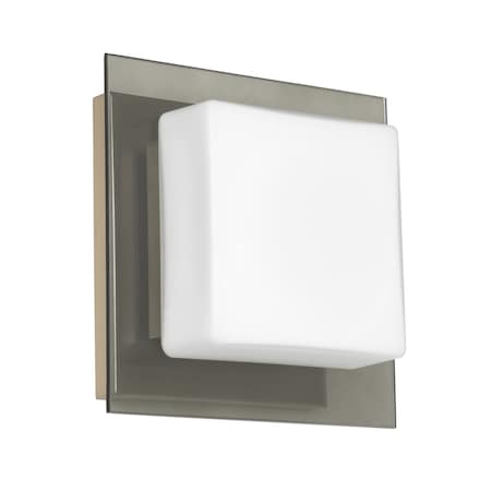 Besa Lighting Alex Mini Sconce, Opal/Smoke, Satin Nickel Finish, 1x5W LED 1WS-7735SM-LED-SN